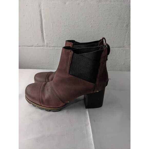 Sorel Addington Chelsea Leather Ankle Boots Womens‎ Size 10 Maroon Red - Picture 1 of 10